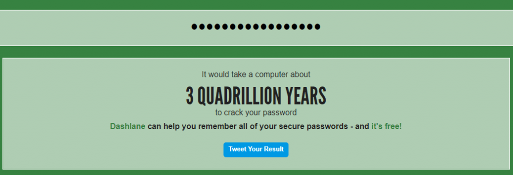 strong password result