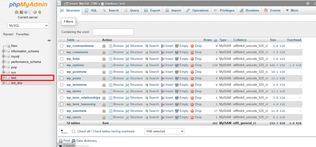 prefix-database-table