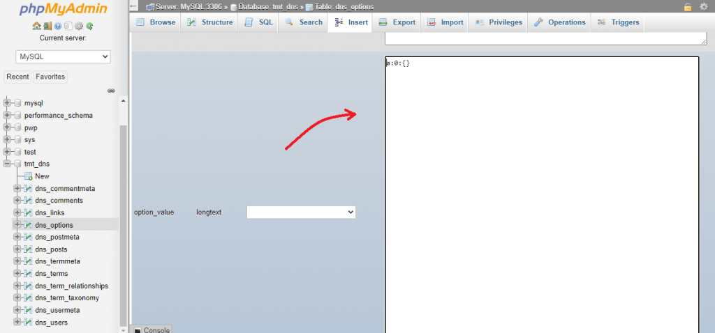 table-option-value-غیر فعال کردن همه افزونه ها