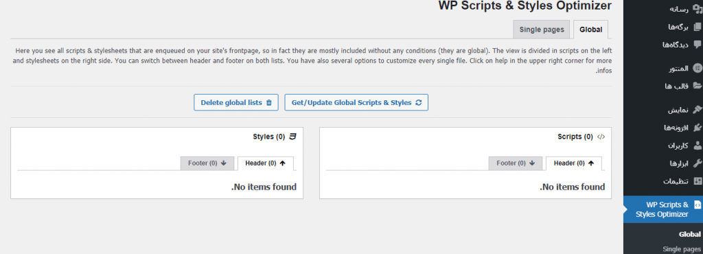 WP-Scripts-Styles-Optimizer-خطای optimize the order of styles and scripts