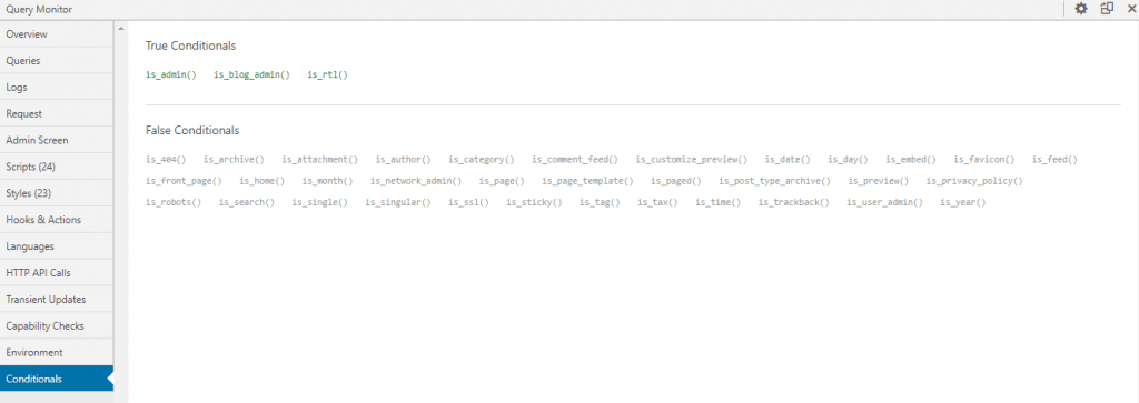 query-monitor-conditions-آنالیز افزونه ها و قالب های وردپرس